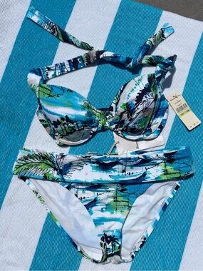 Tommy Bahama Bikini Size S Tropical white pattern